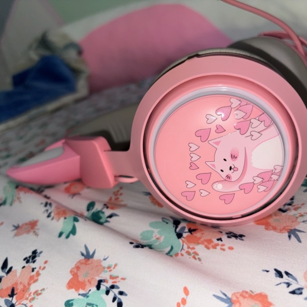 Pink Cat-Themed Headphones